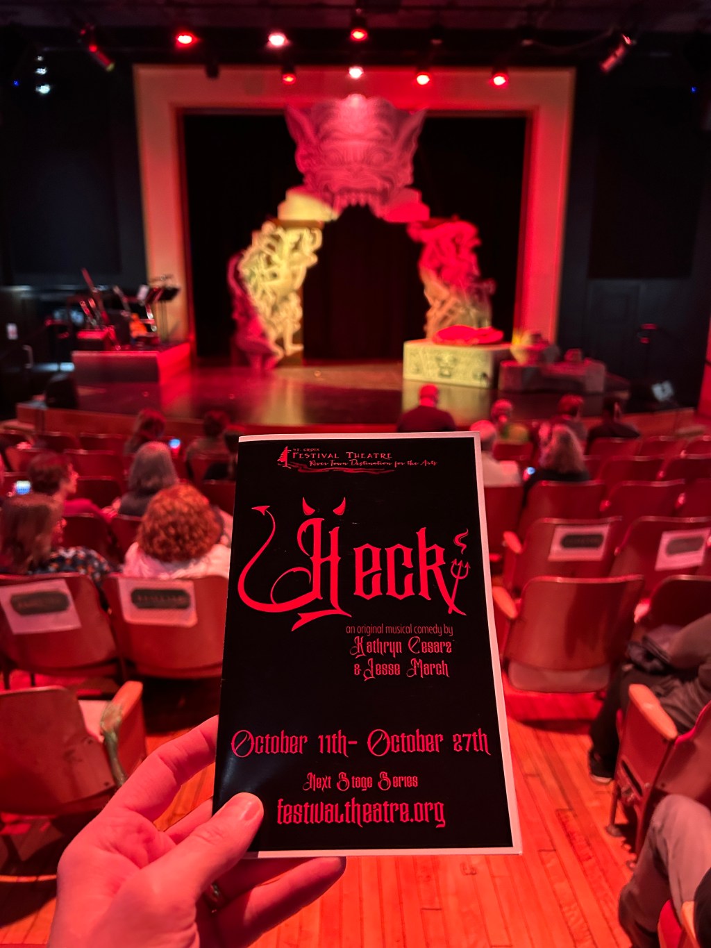 The program for the new musical Heck, making its premiere at St. Croix Festival Theatre in Wisconsin