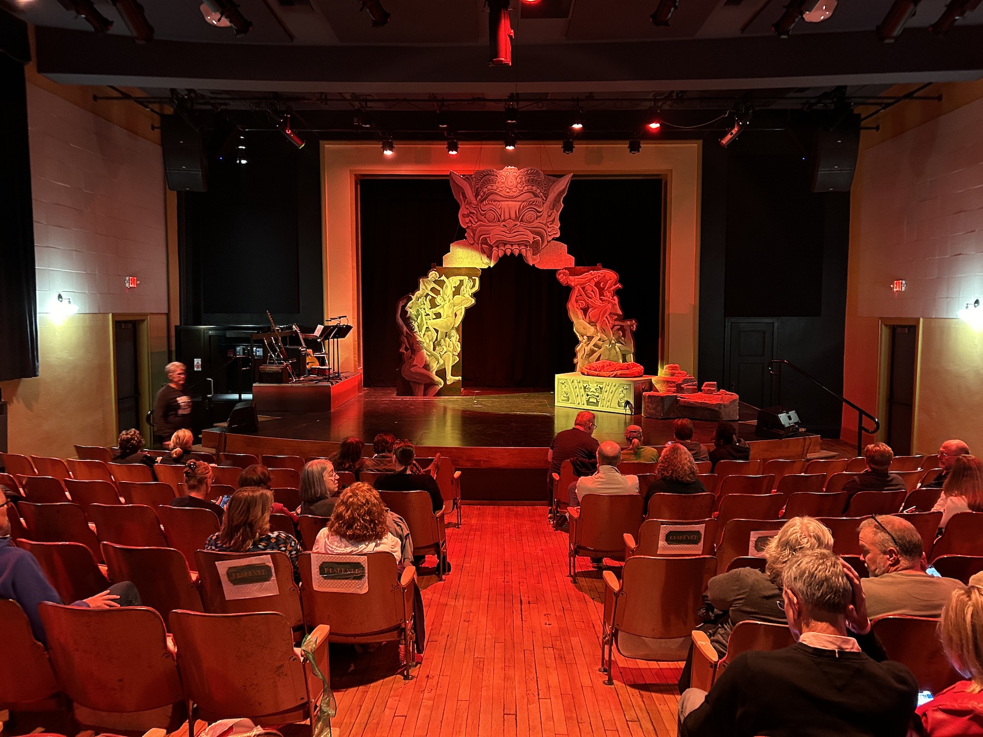 The stage at the Historic Auditorium in St. Croix Falls for the production of Heck from Festival Theatre