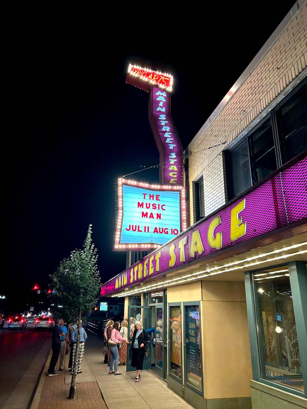 The marquee outside Lyric Arts theater in Anoka for their production of "The Music Man"