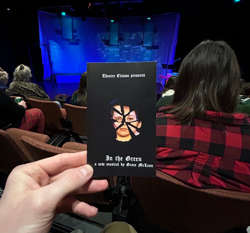 The program for the musical "In the Green" at Theatre Elision, playing in Crystal, MN in February and March 2026