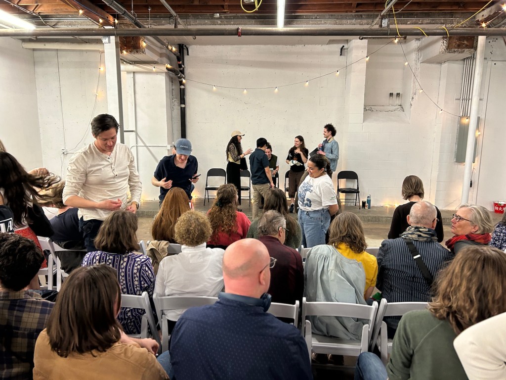The actors and audience after the March 2026 edition of TABLE/READ, the theater series put on by Grant Sorenson in Minneapolis, MN.
